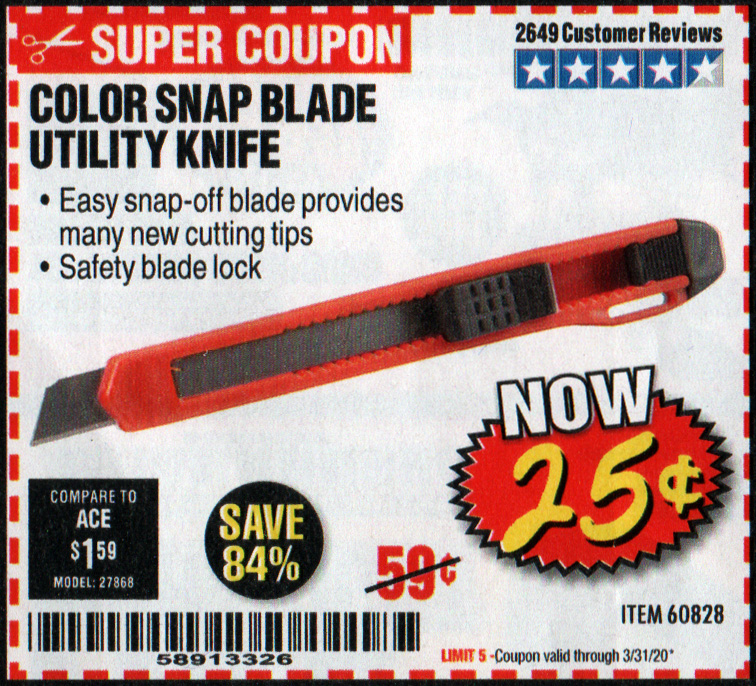 Harbor Freight 25 cents box cutter