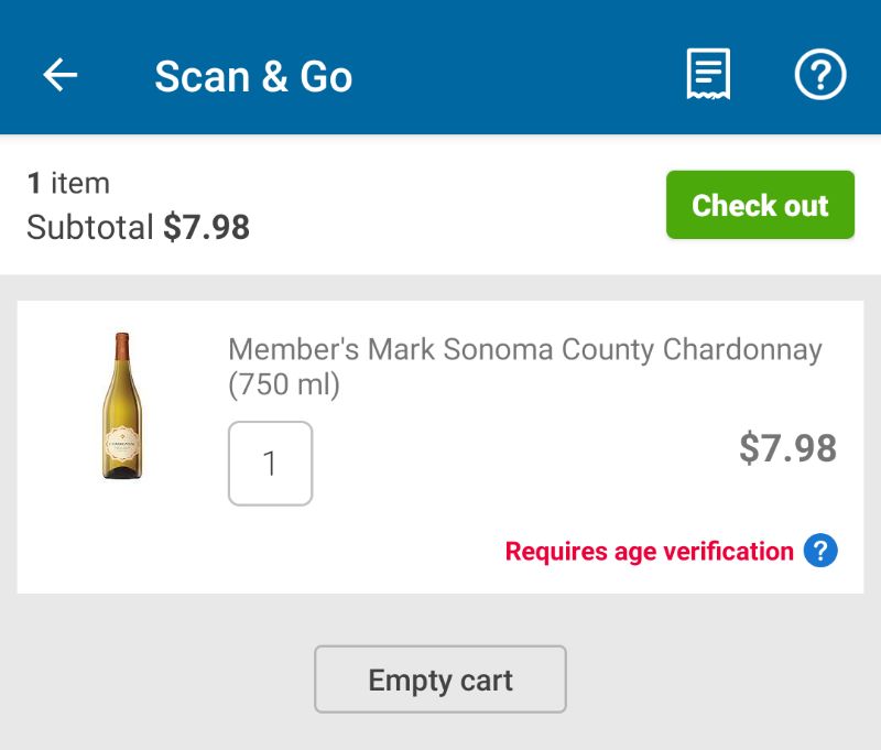 Sam's Club Scan & Go Beer and Wine