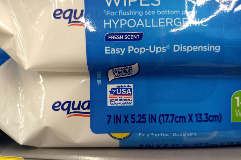 Walmart Made in the USA wipes