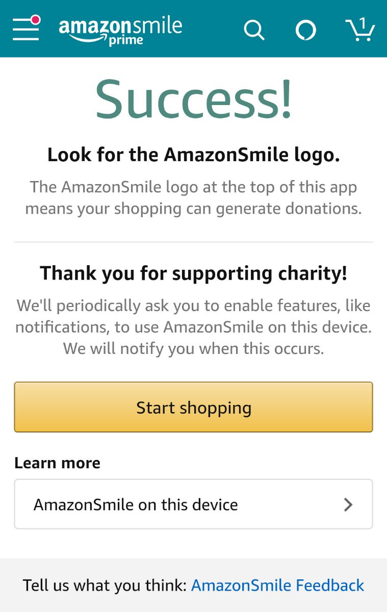 Amazon Smile in Android Mobile App