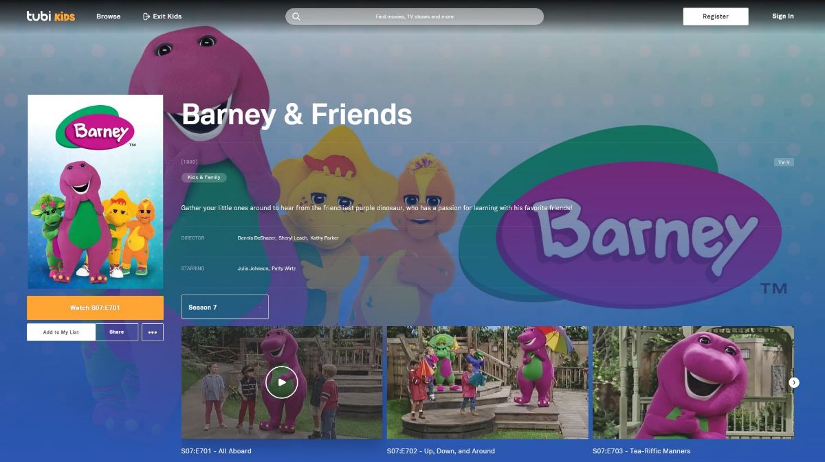 Barney & Friends Now Streaming Free on Tubi