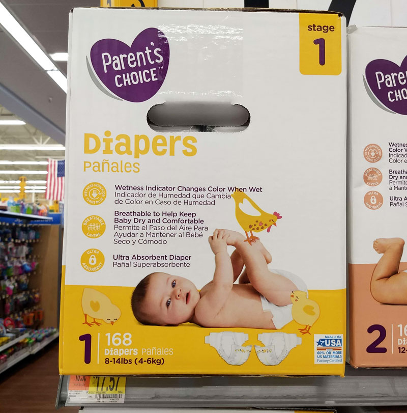 Walmart Made in the USA diapers