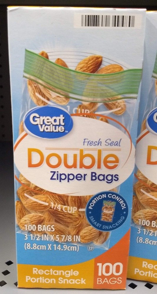 Great Value Double Zipper Sandwich Bags, 100 Count