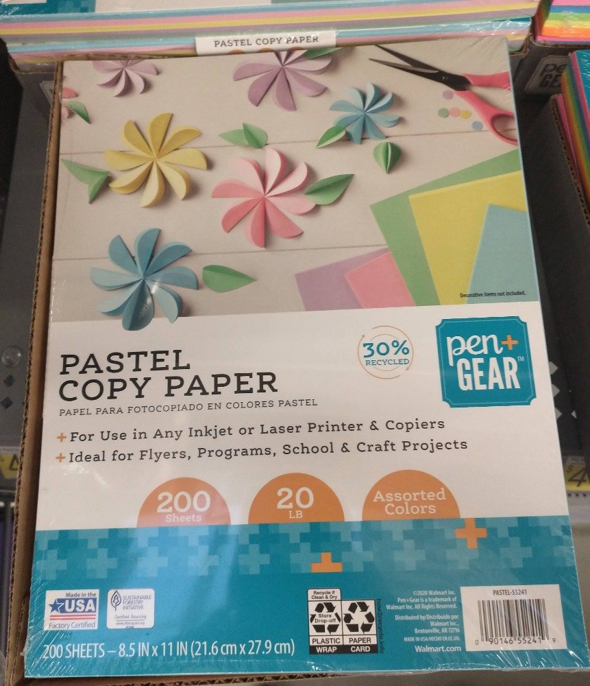 Pen + Gear Copy Paper, Assorted Pastel, 8.5 x 11, 20 lb, 600 Sheets